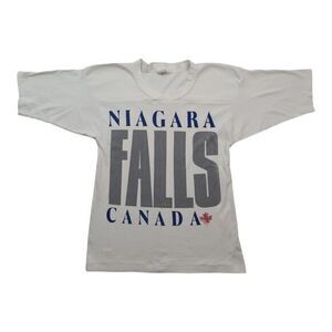 Vintage 1980s Niagara Falls Canada T Shirt‎ 3/4 Sleeve Womens Small